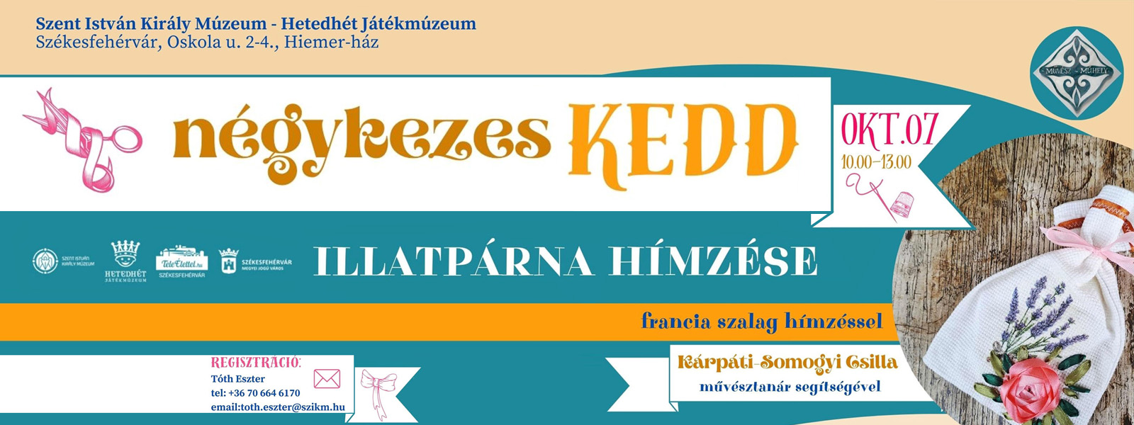 Négykezes kedd – Illatpárna hímzése francia szalag hímzéssel